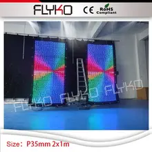 Клубный бар кафе магазин украшения P3.5cm Красочные RGB полноцветный 2 м высота* 1 м ширина огнеупорная сцена светодиодная видео штора экран