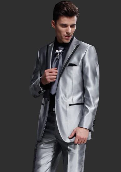 Lucido Grigio Custom Smoking Abiti Da Sposa sposo uomo abiti sposo Mens  giacca e Cravatta (Jacket + Pants + Vest + Tie)|men groom suit|tuxedo  wedding suitwedding suit - AliExpress