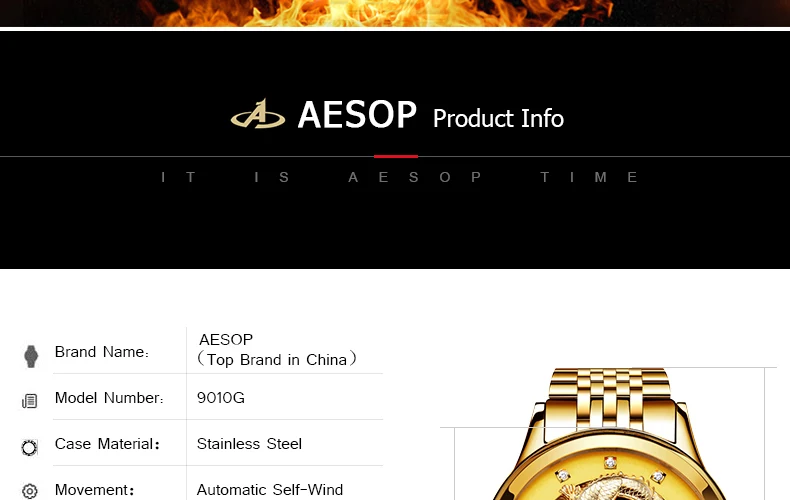 AESOP, специальные мужские часы с драконом, мужские роскошные золотые автоматические механические часы, сапфировые золотые наручные часы, мужские часы