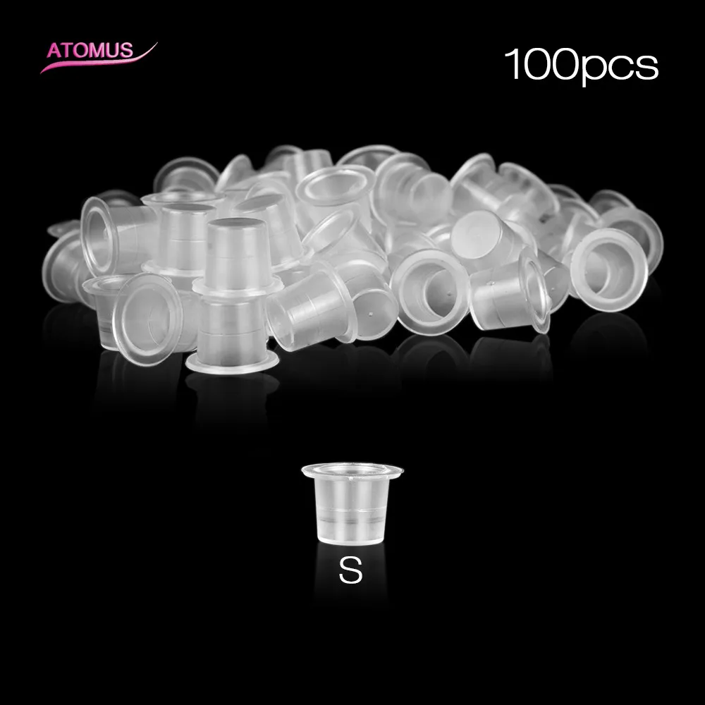 

100 PCS Disposable White Tattoo Pigments Cups Caps Permanent Makeup Ink Cups Small Size 8MM Tattoo Equipment Accessory Supply