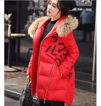 Korean Style Thick Warm Duck down Down jacket New Fashion Women Hooded Fur collar jacket Big yards Leisure Slim Women Coat G2344