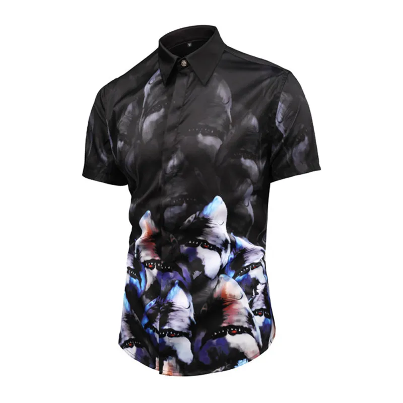 Новинка 2019 года летняя одежда для мужчин s рубашки для мальчиков Camisa Гавайский Hombre мет цветок повседневное пуговицы подпушка Slim Fit короткий