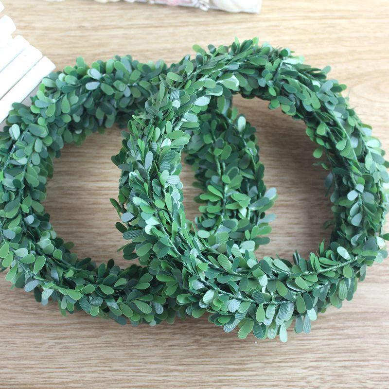 7,5 м шелковая гирлянда Зеленый лист искусственный железный провод цветок лоза ротанг для свадебной вечеринки и автомобиля DIY шикарное украшение P10