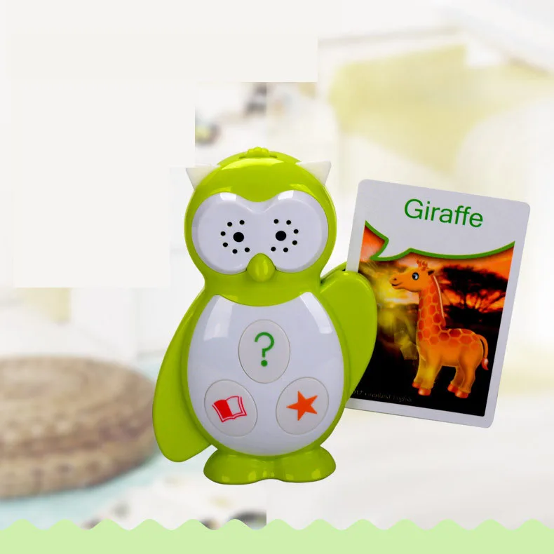 

Owl children story machine reading machine with 44pcs animal cards for children learn knlowledge