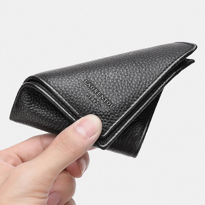 Laorentou Genuine Leather Men's Wallets Driver's License Card Holder Vintage Casual Leather Coin Purse Card Clutch Bag for Men 4