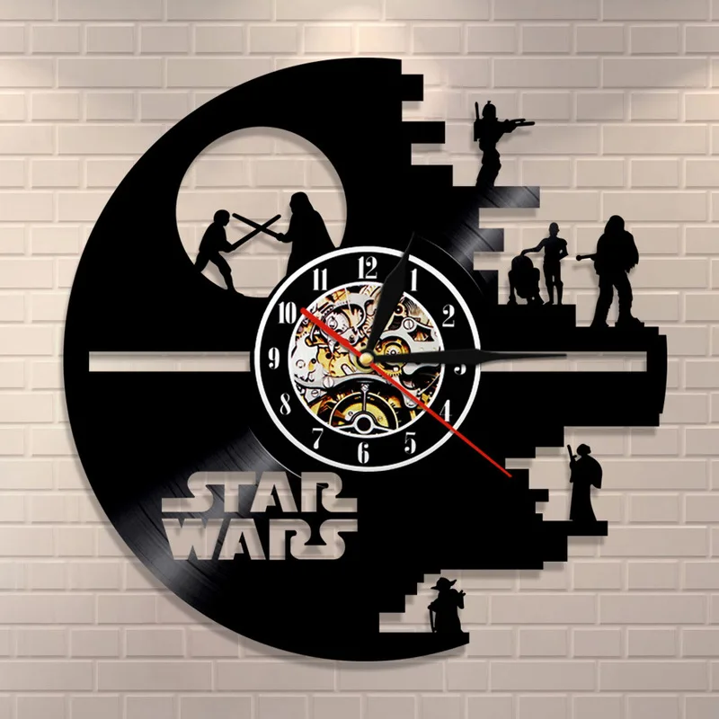 

2018 Horloge Murale Relogios De Parede Klok Free Shipping Music Wall Clock Vinyl Retro Nostalgia Star Wars: Episode Seven Horns
