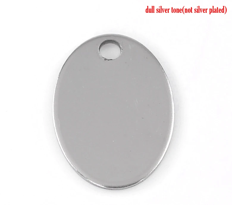 

Stainless Steel Charm Pendants Oval Silver Tone 24mm(1") x 17mm( 5/8"), 1 Pc new