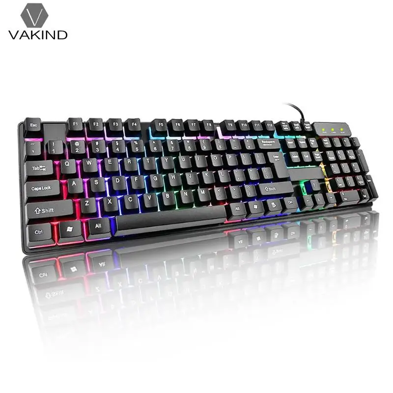 

104 Key Gaming Keyboard Suspension Cap Rainbow RGB Backlit Backlight USB Wired Game Teclado Keycaps for DOTA2