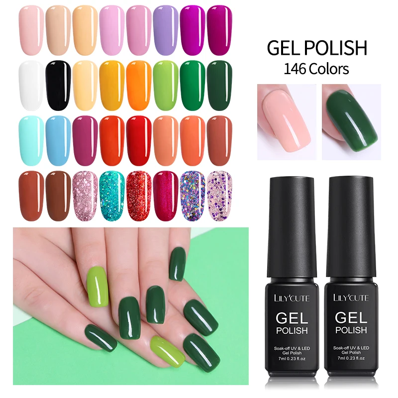 

LILYCUTE 7ml Nail UV Gel Polish Long Lasting Pure Nail Colorful Soak off UV Gel Nail Art Decoration Gel Varnish Manicure Design