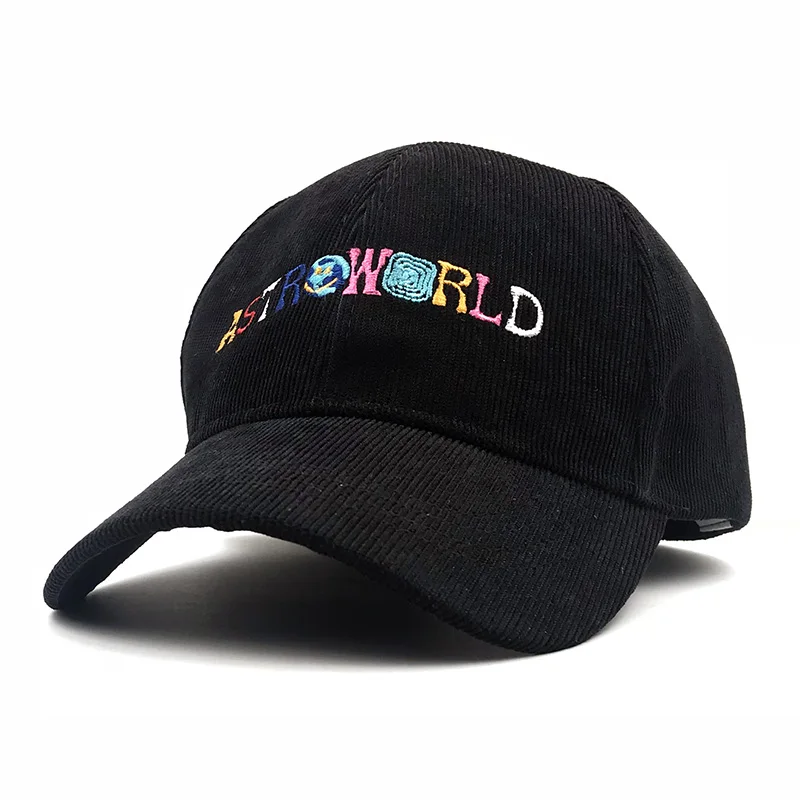 Папа шляпа Трэвиса Скотта Astroworld бейсбольная кепка Вельветовая Snapback Кепка ASTROWORLD для мужчин и женщин хип-хоп кепка Garros Snapback - Цвет: Черный