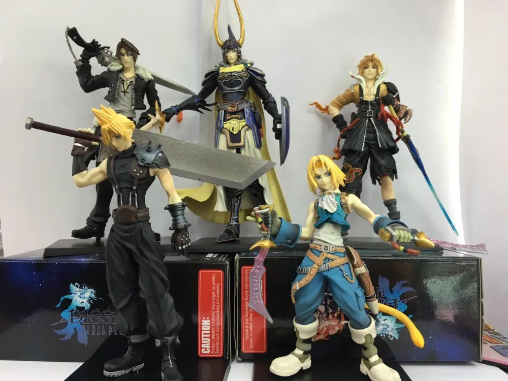 

Anime Final Fantasies 5Pcs/set Cloud Strife Warrior of Light Tidus Leonhart PVC Action Figure Toy Collectibles Model 12-18.5CM