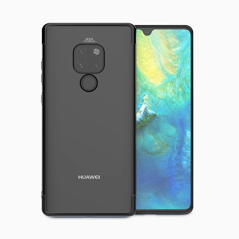 ITEUU TPU прозрачный гальванический чехол для телефона huawei mate 20 mate 20 Pro Чехол s мягкая прозрачная задняя крышка Роскошный чехол - Цвет: Черный