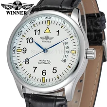 

WRG8024M3S1 Winner new Automatic men silver color dress watch factory black leather strap shipping free with gift box