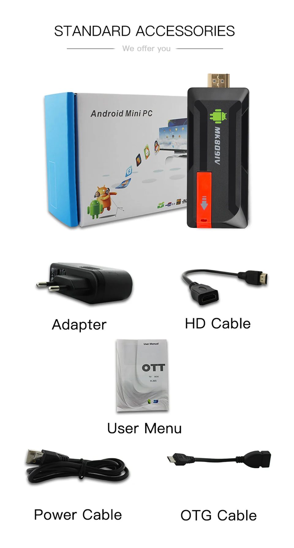 MK809IV Android tv Stick Android 7,1 RK3229 4K hd приемник для ТВ-тюнера 2G/16G Мини ПК H.265 Wi-Fi DLNA MK809 IV Смарт медиаплеер