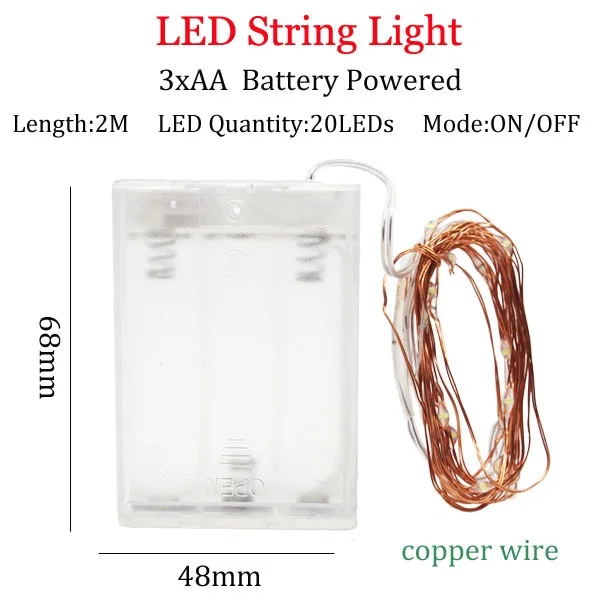 2m 3A copperBattery Светодиодный светильник-гирлянда s 10 м 5 м 2 м, серебряная гирлянда, украшение для дома, Рождества, свадьбы, вечеринки, питание от батареи 5 В, USB, сказочный светильник - Испускаемый цвет: 2m 3A copperBattery