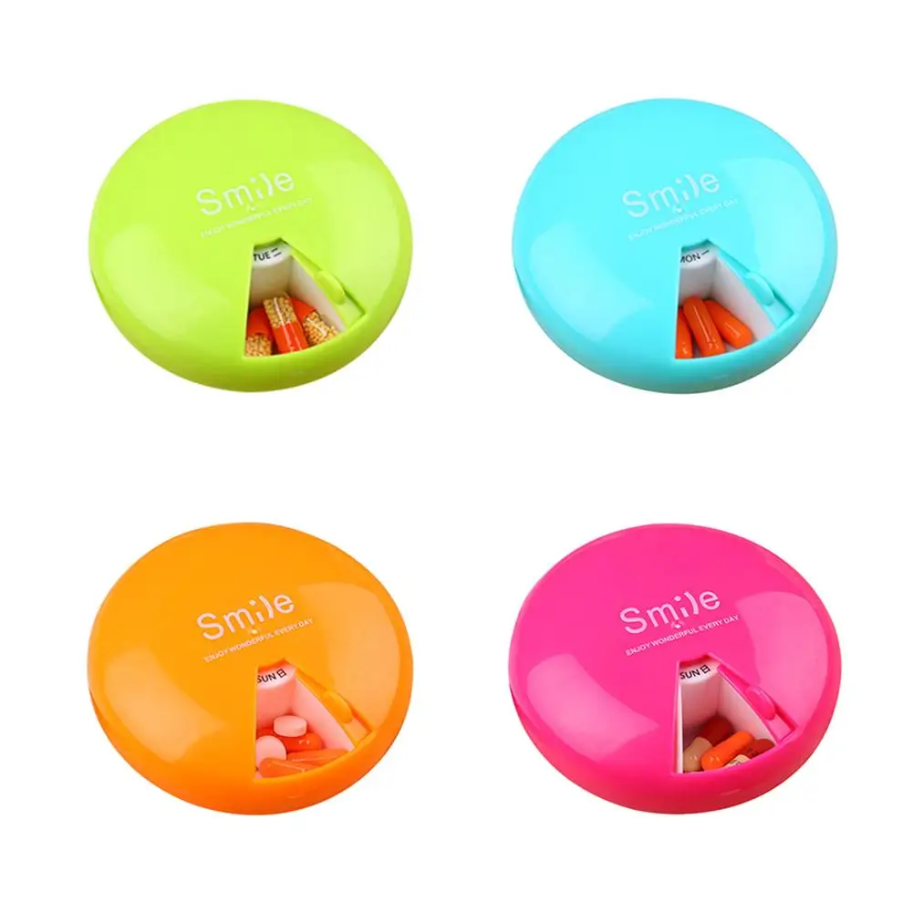 

Portable 7 Days Drugs Pill Container Rotation Weekly Rotating Pillbox Travel Pill Case Mini Medicine Box