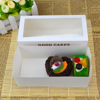 

50pcs Towel box cookie box West Point cake roll open window transparent drawer box food packing cartons