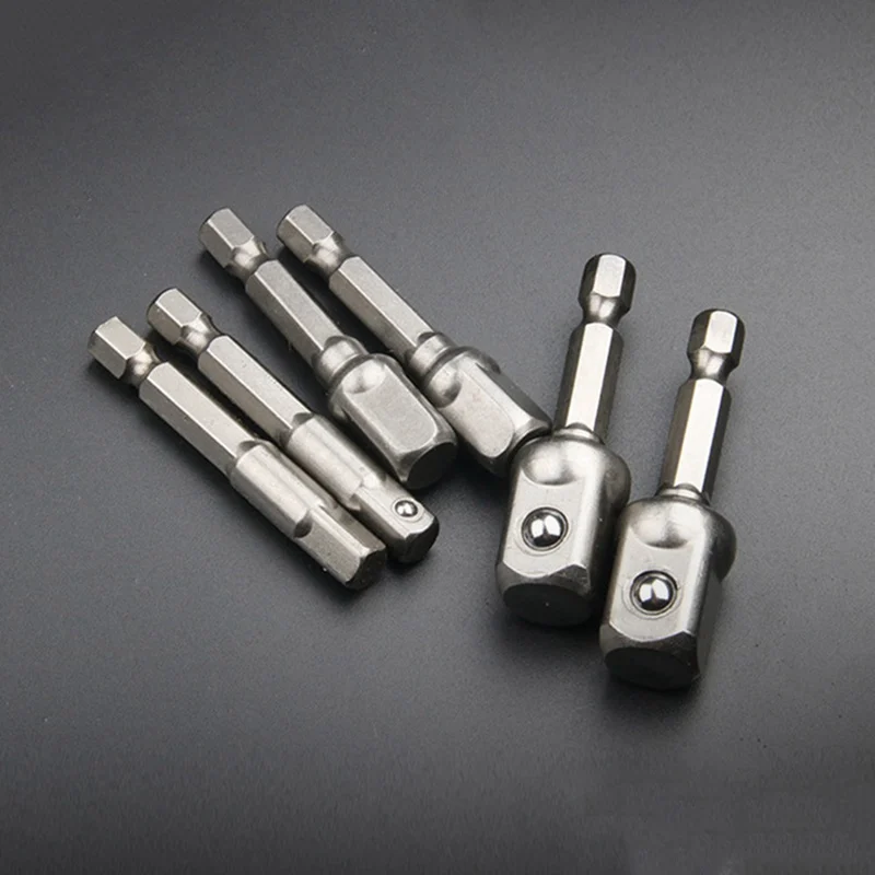 

1pcs Chrome Vanadium Steel Socket Adapter Hex Shank to 1/4" 3/8" 1/2" Extension Drill Bits Bar Hex Bit Set Hand Tools