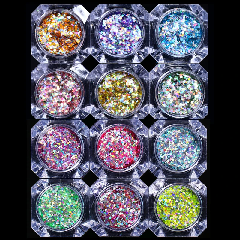 1 Box Mermaid Flakes Nail Sequins Utrathin Holo Hexagon Tips Polish Glitter Nail Art Decorations Pigment