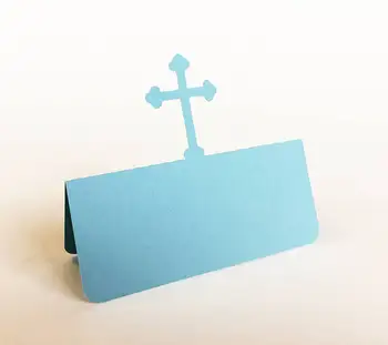 

Set of 50 Cross Place Cards,party supplies,Baptism lunch Party food tents, table cards, First communion,wedding place card