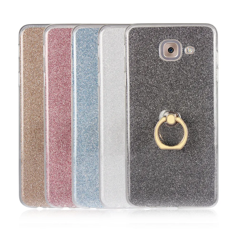 Bling Glitter Ring Holder Stand Soft TPU Phone Cover Casefor Samsung Note 3 4 5 8 Note3 Note4 Note5 Note8 Cellphone Accessories