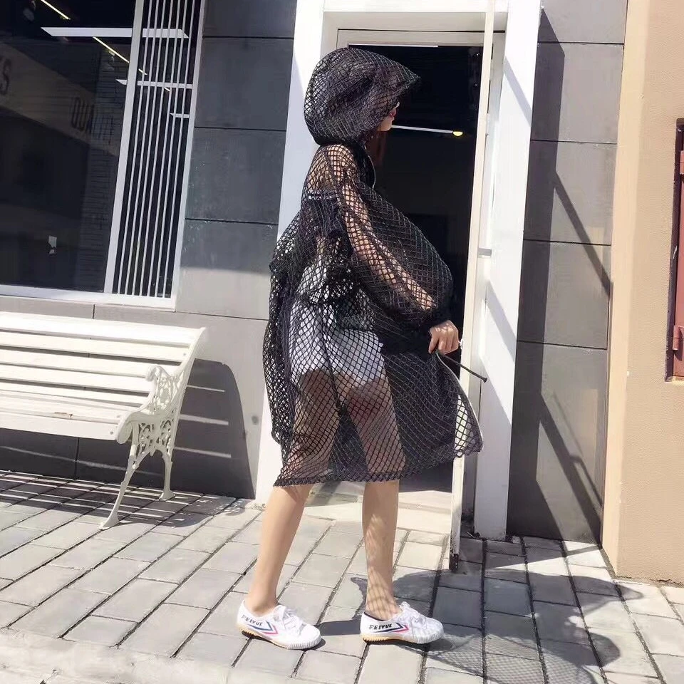 [GUTU] 2017 Verão Nova Moda Blusão Casaco Luva Cheia de Cor Sólida Oco Out Solto Mulheres E24001