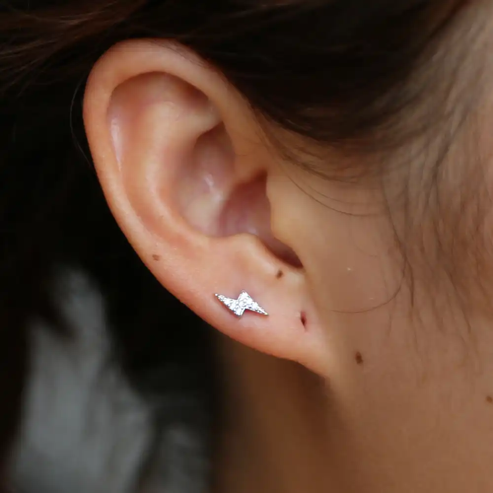 The Ear Stylist 925 Sterling Silver Cz Lightning Bolt Stud Earrings Cool Jewelry Flash Mini Post Studs The Ear Stylist 925 Sterling Silver Cz Lightning Bolt Stud Earrings Cool Jewelry Flash Mini Post Studs