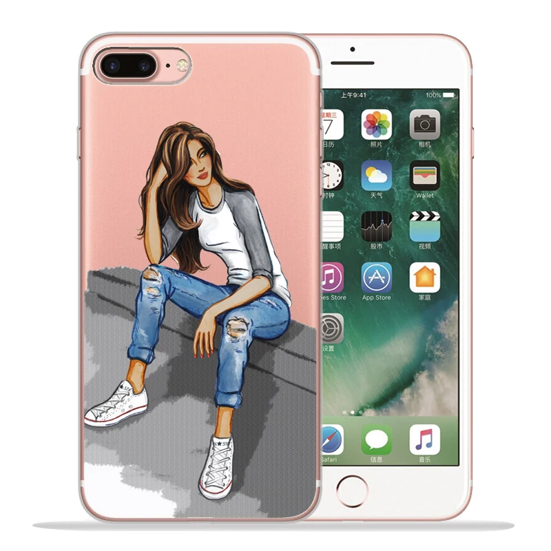 Новое поступление Модный чехол для телефона для девочек для Funda iPhone 8 7 6 6S Plus X XS MAX XR 10 мягкий силиконовый чехол Etui