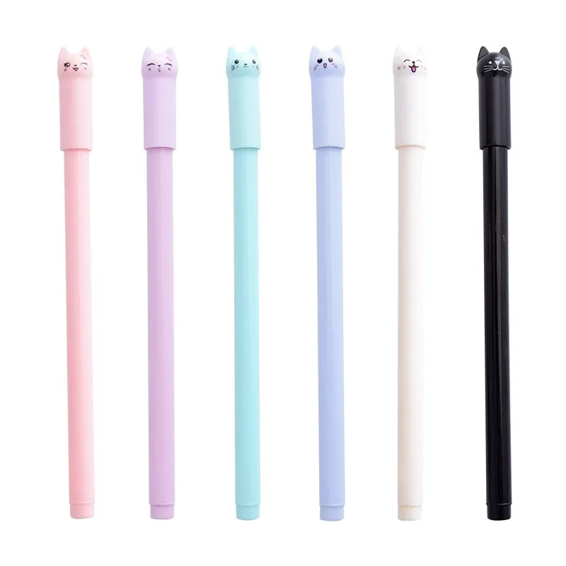 6 pcs Different 6 шт./компл. милый кавайный котик гель черные чернила для ручки животные Ручки Рекламные Подарочные канцелярские принадлежности для школьных канцелярских товаров поставки студент 0,5 мм - Цвет: 6 pcs Different