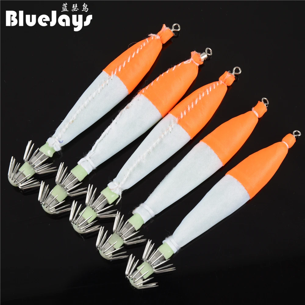 Fishing Tackle 5pcs/Set 7cm Squid Jigs With 4# Hook Fishing Squid