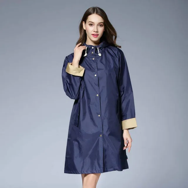 Waterproof Women Raincoat Hooded Long Rain Jacket Breathable Rain Coat