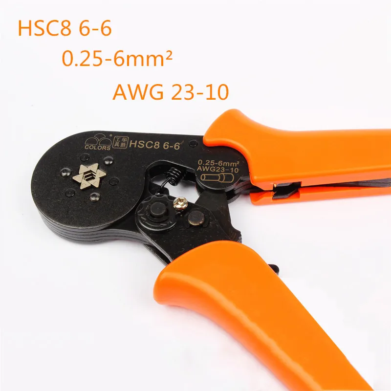 

HSC8 6-6 Euro MINI-TYPE SELF-ADJUSTABLE CRIMPING PLIER 0.25-6mm2 Multi terminal pliers AWG23-10 Crimper hands tools