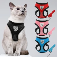 Mesh Cat Harness and Leash Breathable Reflective Kitten Cats Harnesses Small Dog Puppy Harness for French Bulldog Chihuahua Pug 1