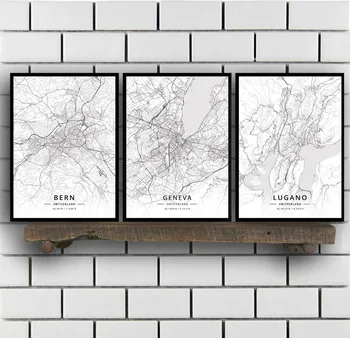 

Bern Geneva Lugano St Gallen Zurich Switzerland Map Poster