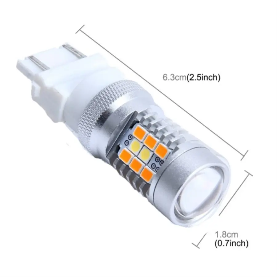 Поворота светодио дный два Цвет цвет: желтый, белый стробоскоп мигает 1157/BAY15 3157 T25 7443 T20 светодио дный замена лампы для автомобилей