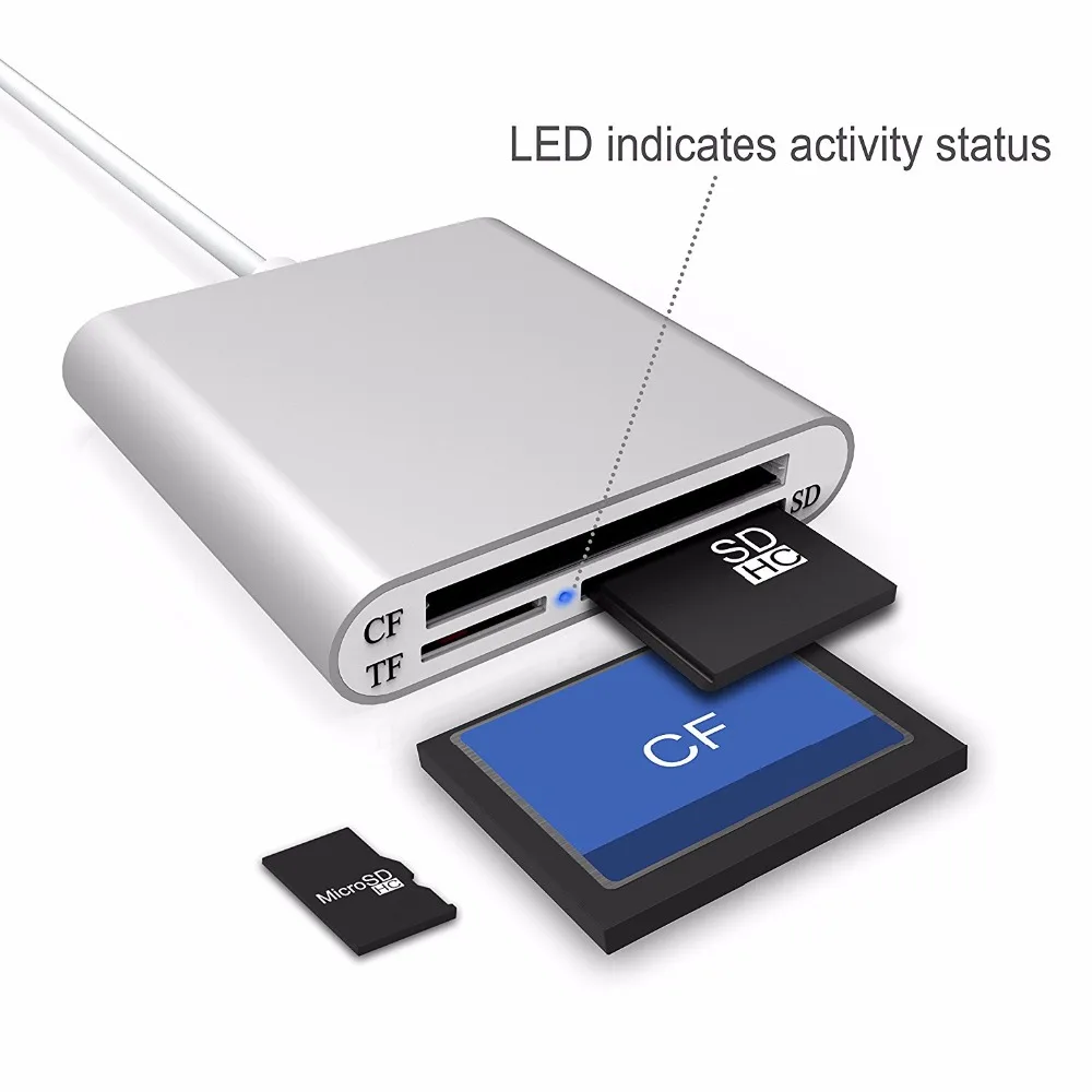 Кард-ридер Leadzoe USB C 3,0 SD/Micro SD/TF/CF Compact Flash Smart Memory Card Adapter type C OTG SD Card Reader для портативных ПК