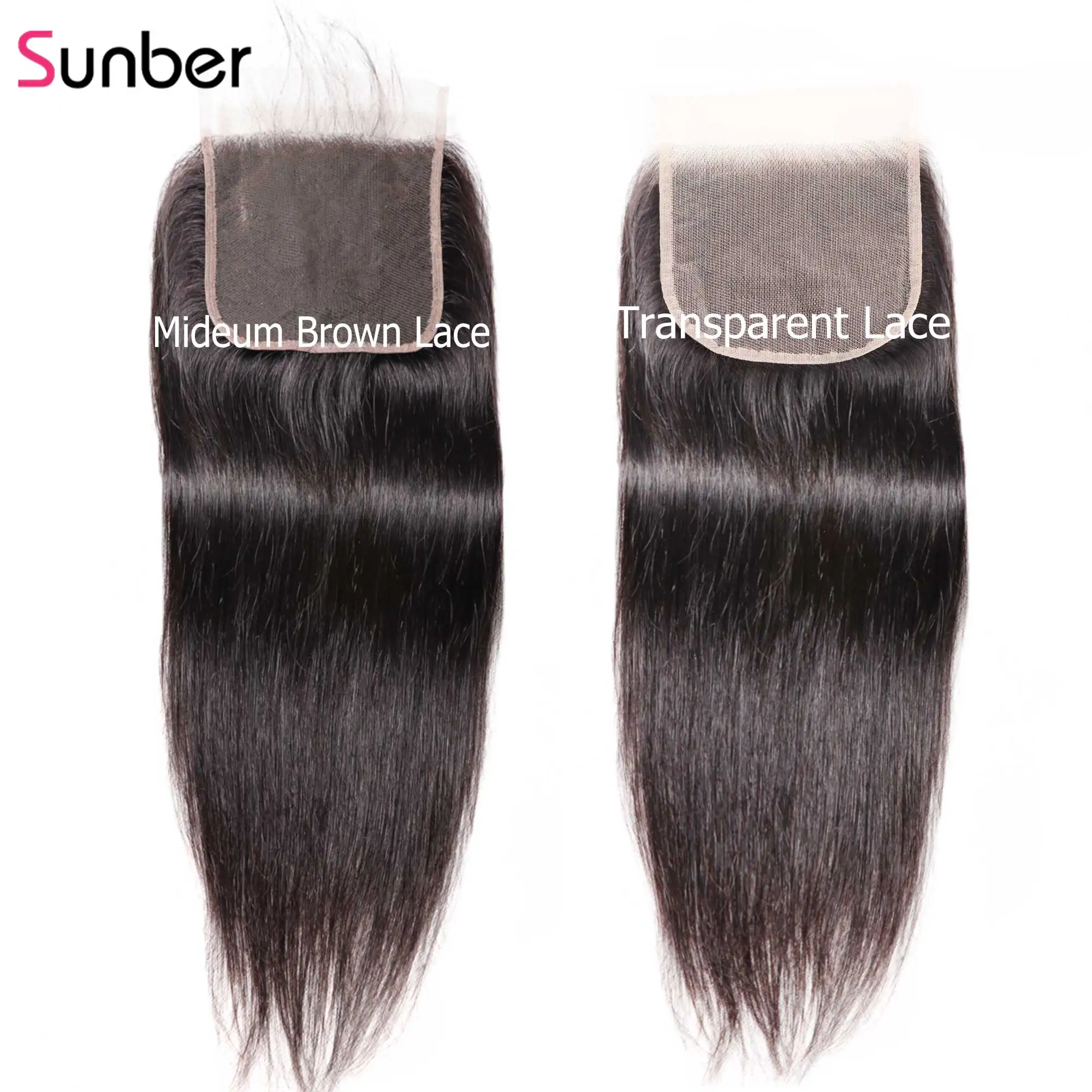 Sunber волосы прямые 5X5 Preuvian прозрачные волосы для наращивания наращивание 8-18 дюймов человеческий парик из волос Реми