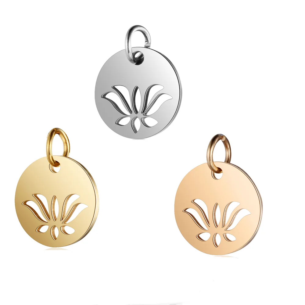 

10PCS Multicolor Lotus Stainless Steel Charms Pendant For Necklace & Bracelet