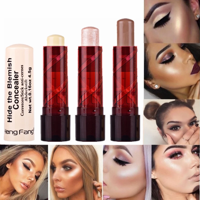 

Face Contour Profession Makeup Highlighter Cream Base Cosmetic Stick Bronzer Long-lasting Brighten Concealer Pencil Highlighter