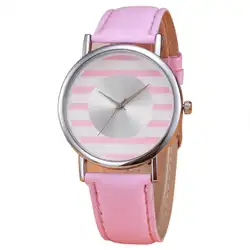 Relogio Feminino часы для женщин Мода Полосатый циферблат часы для женщин спортивные кожаные Наручные часы дамы кварцевые часы # YL5