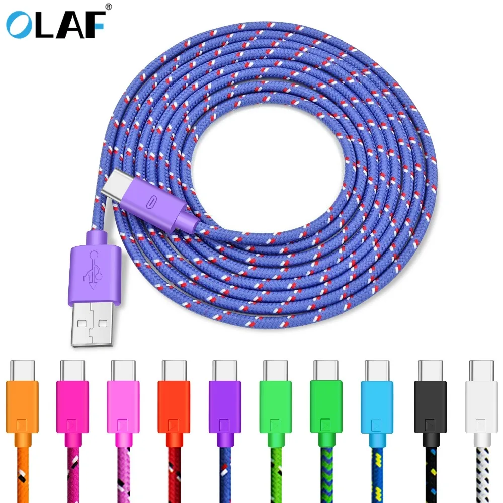 OLAF USB Type C Cable for Samsung Galaxy S10 9 Fast Charging Data Cable for Huawei Mate 20 Pro Mobile Phone Charger Cord USB-C