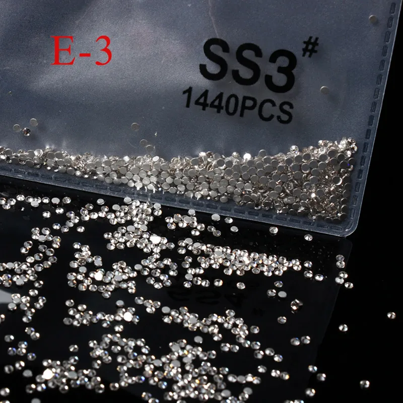 Мода кристально чистый AB не стразы с плоской задней стороной на горячей фиксации ногтей Стразы для ногтей 3d-украшения для ногтей драгоценные камни - Цвет: E-ss3