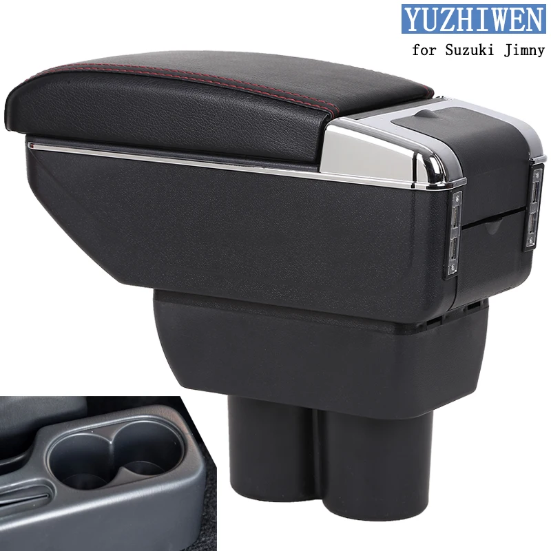 Baratos Para caja de reposabrazos Suzuki Jimmy Jimny2007 2018Universal Almacenamiento de reposabrazos central para coche soporte de taza Cenicero accesorios de modificación