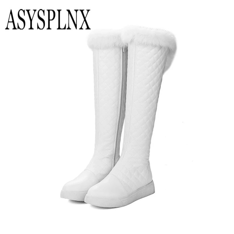 D'hiver Plate De 2018 Avec forme Mode white B037 Et Black Genoux Bottes Femmes Neige Asysplnx Haute Étanche Marque Ronde qgEnB