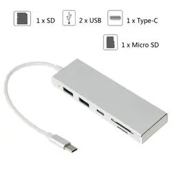 Aneng 5in1 Тип c USB 3.0 концентратор Combo SD/TF Card Reader для MacBook Pro Chromebook HP
