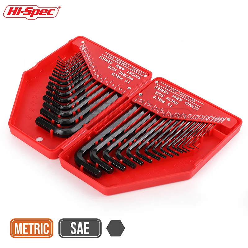Juego de Llave Unid inglesa de acero CRV conjunto de Llave Hexagonal Universal de brazo corto largo Llave Allen