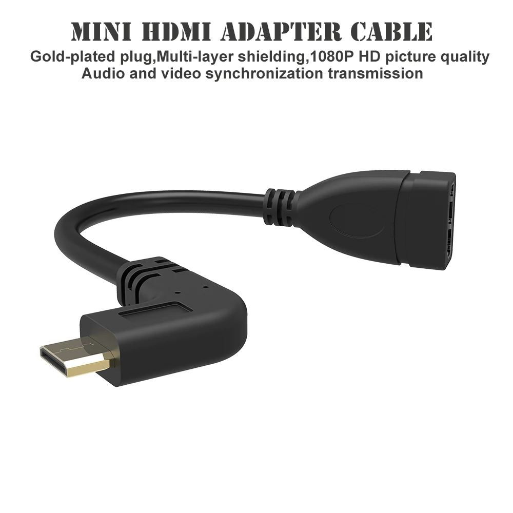 Высокое качество 90 градусов левый Угловой позолоченный мини HDMI к HDMI Женский Кабель мужчин и женщин для HDTV 1080p PS3 Evo htc Vedio