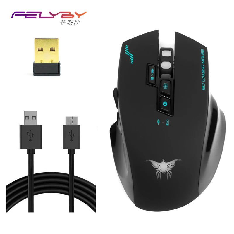 

FELYBY USB Wireless Mouse Human Design Mouse Sweatproof Game Mice Long Distance Sensitive 2400DPI Mause for Pc