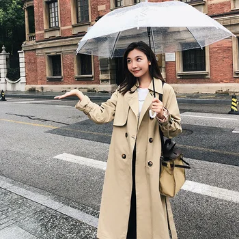

Fashion Women's Casual Trench Coat 2020 New Spring Autumn Vintage Khaki Outwear Loose Clothing Plus Size X884