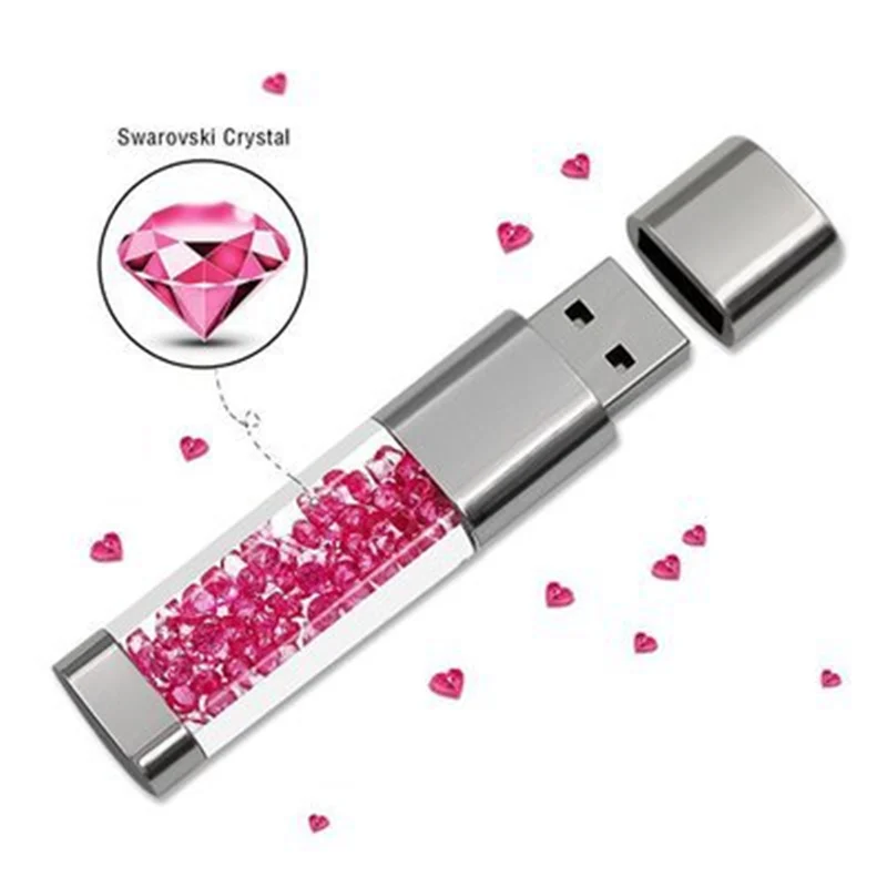 Fashion Real Capacity Usb Flash font b Drive b font 32GB 64GB Crystal Pen font b